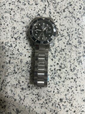 Men's Stainless Steel Diver-Style Watch - Black Dial